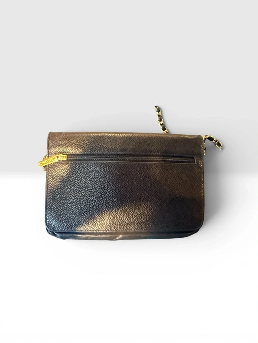 CHANEL Black Caviar Leather Flap Shoulder Bag with Gold Chain - Picture 3 of 4